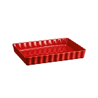 Plat à tarte rectangulaire Emile Henry en céramique rouge Grand Cru