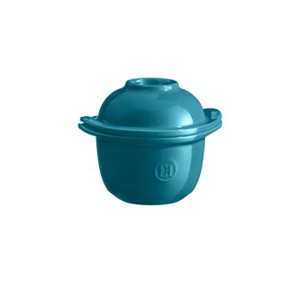 Mini-cocotte et coquetier pour la cuisson de l´oeuf et le service avec accompagnement e céramique bleu Calanque Emile Henry